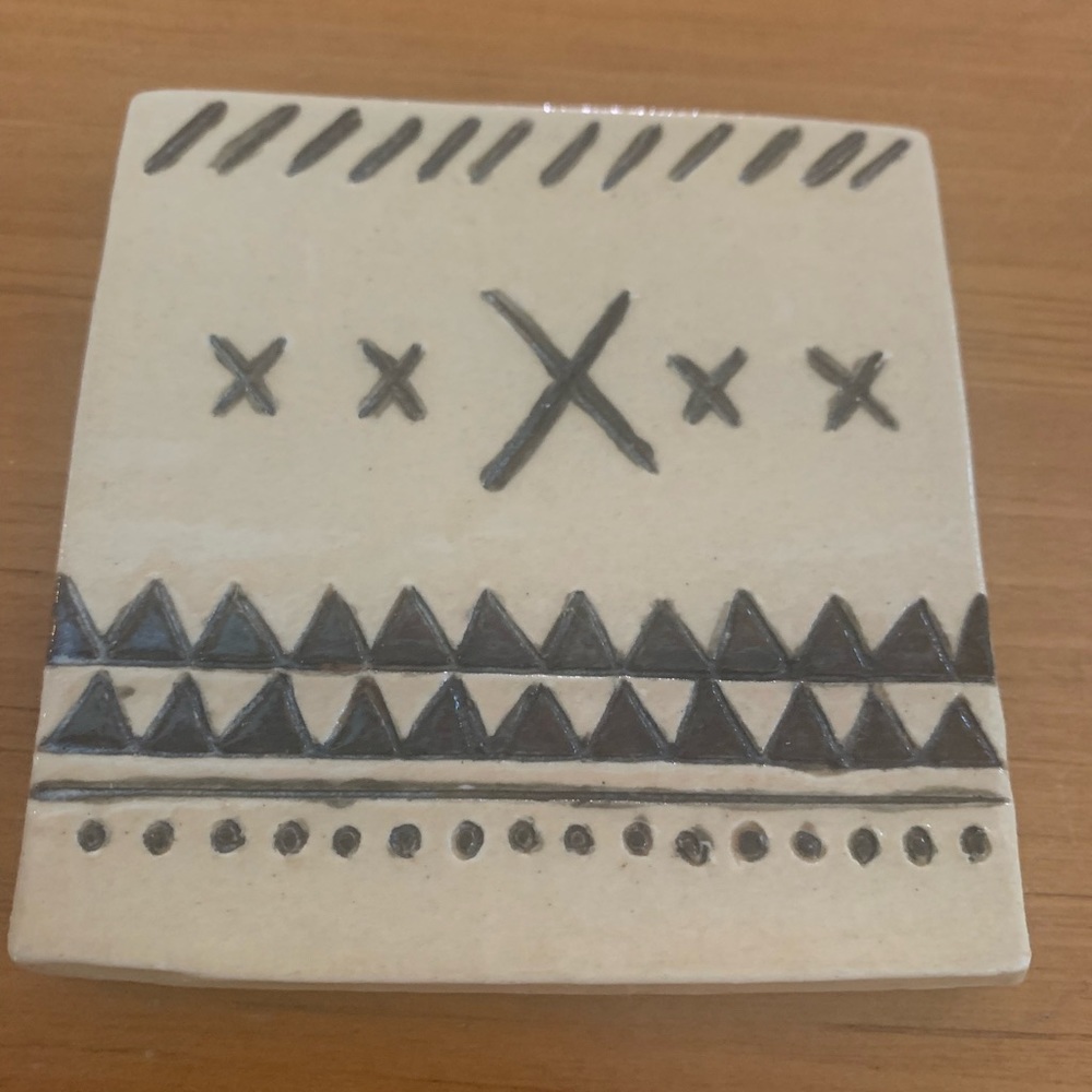 4 / 20$ SALE eramic Tile Coasters Art Pottery Signed ( set of 3)